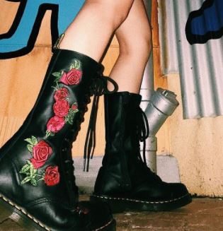 rose embroidered doc martens