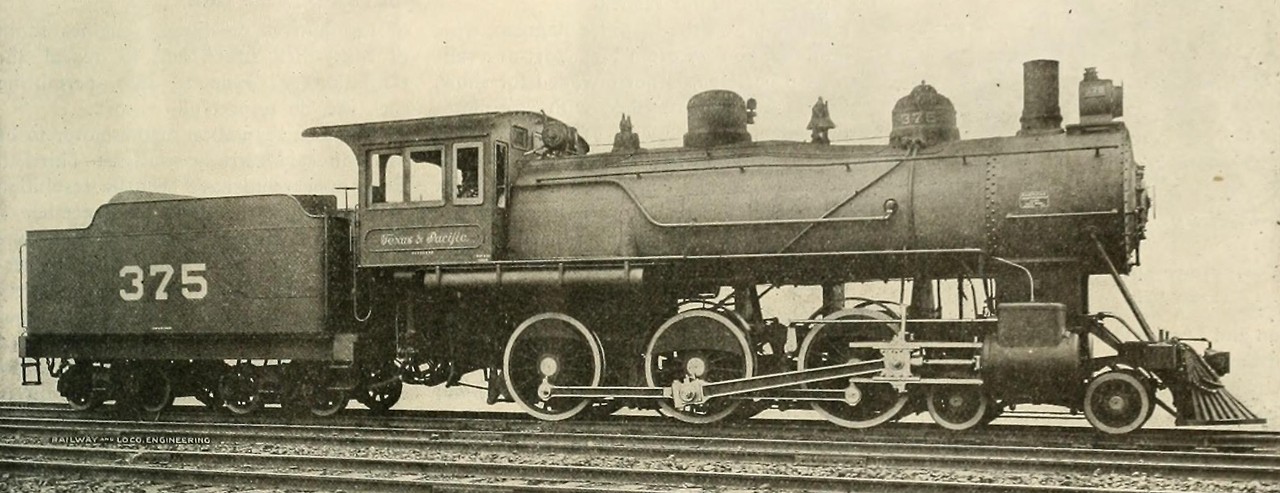 Trains — Texas and Pacific Railway 4-6-0 steam locomotive...