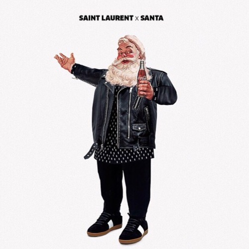santa fashion killa christmas ysl yves saint laurent slp saint laurent saint laurent paris all black everything all black leather jacket
