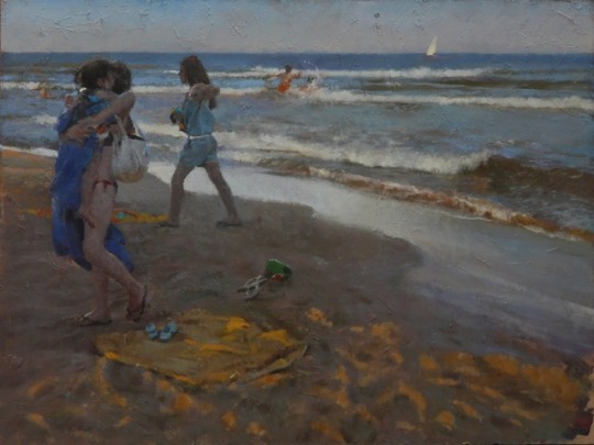 End of Beach day - Salvador Fuster Vercher Spanish,b.1966- Oil on canvas