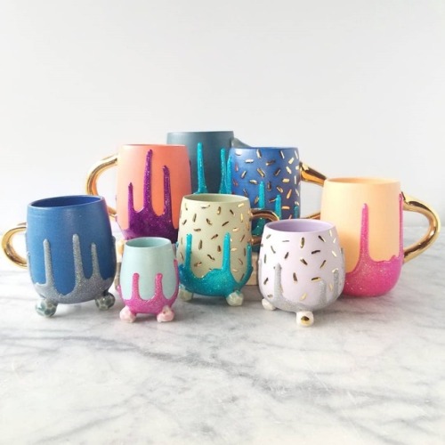 sosuperawesome:Glitter Mugs, by Katie Marks on EtsySee our...