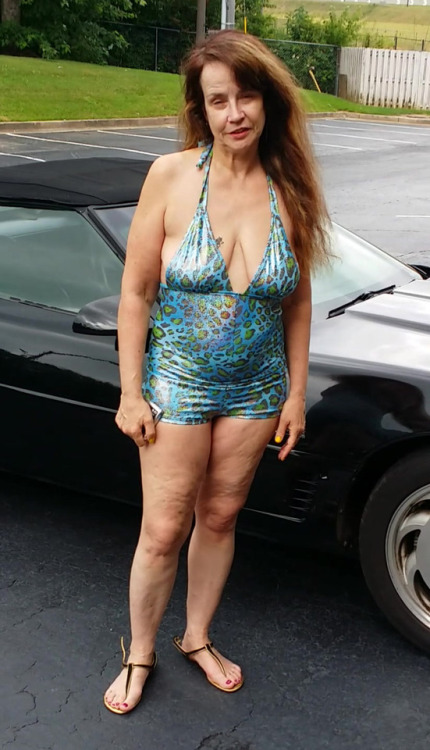 Liz outside hotel after being filled full of Cum from being the...