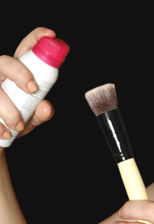 Image result for spraying makeup remover on dirty makeup brushes gif