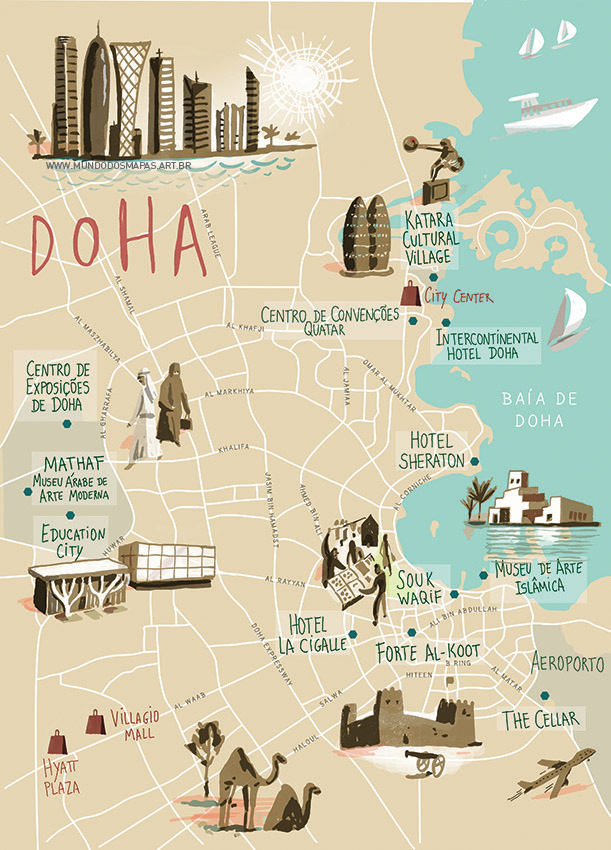 Mundo dos Mapas | Mapa de Doha, 2013. © 2013
