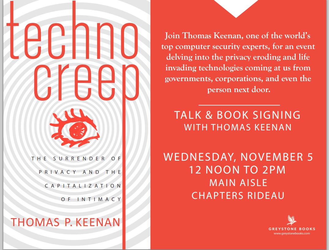technocreep — I\'m looking forward to this event at the Chapters... technocreep — I\'m looking forward to this event at the Chapters...