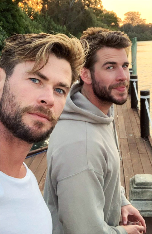 gaybuckybarnes:Chris & Liam on Instagram 