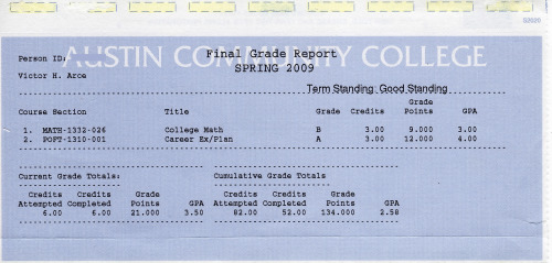 Some school grades from 2009