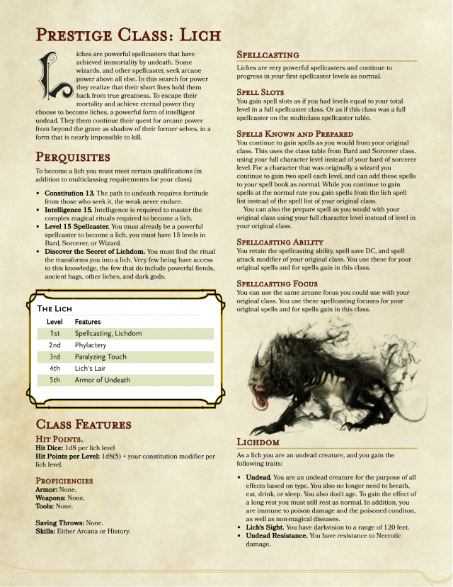 DnD 5e Homebrew — Lich Prestige Class by Valyr_Knight