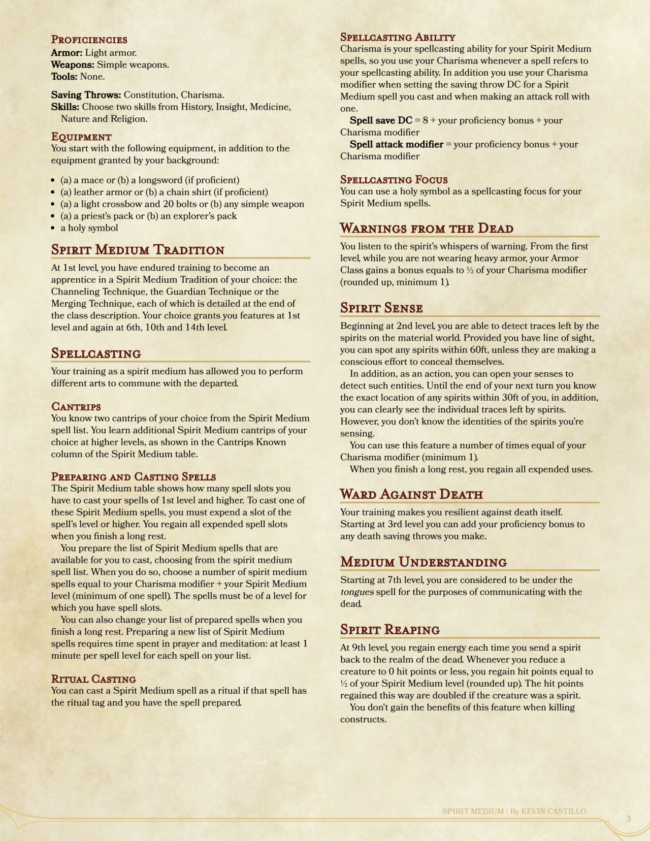 DnD 5e Homebrew — Spirit Medium Class by Kexxar