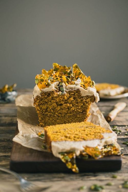 sweetoothgirl:Pumpkin Bread with Cream Cheese Frosting &...