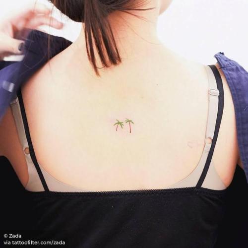 By Zada, done at Mini Tattoo, Hong Kong. http://ttoo.co/p/143808 tree;small;micro;tiny;palm tree;ifttt;little;nature;upper back;minimalist;zada;illustrative