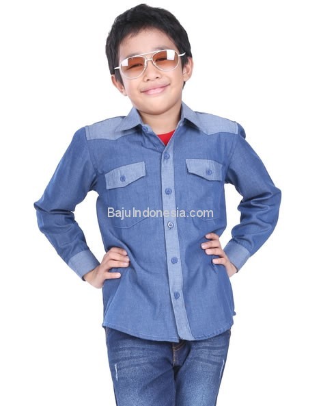 BajuIndonesia com  Kemeja  Anak  TDL 18 23 chambray biru 