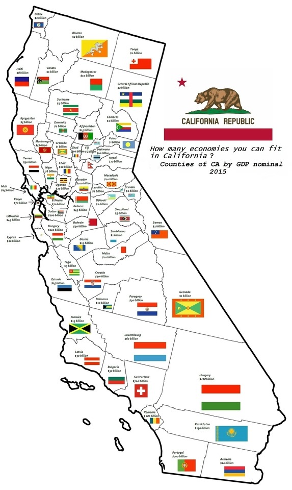 How Many Economies You Can Fit In California? - Maps On The Web