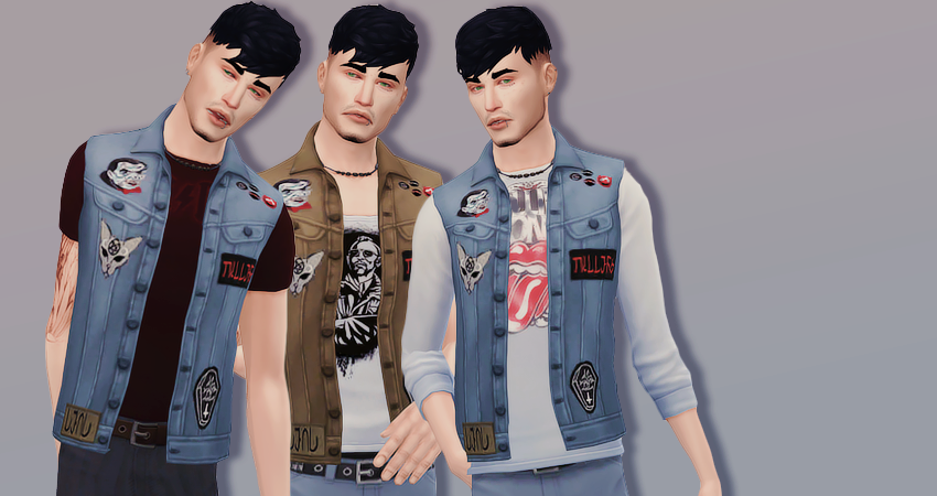 Weirdo’s Vest! (Accessories)• category: ring
• teen - elder
• 9 swatches
• custom thumbnail
• BGC
The accessorie vest comes with 3 different basegame tops, but most other male tops should fit fine too.
Weirdo’s Tops!• male top
• teen - elder
• 3 x 10...