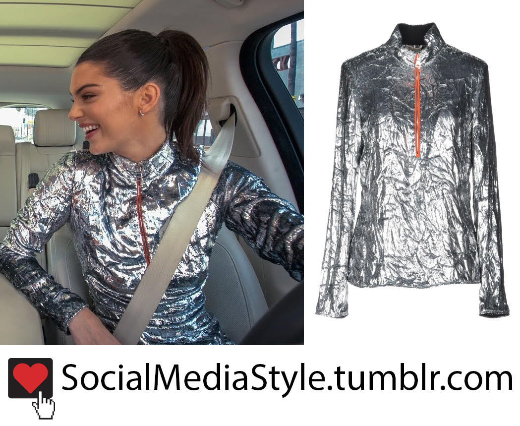 Social Media Style Kendall Jenners Metallic Silver Shirt