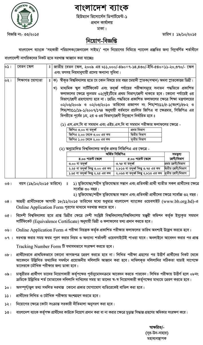 Bangladesh Results And Circulars Assistant Director Job Circular