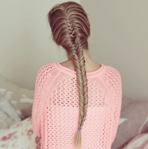 girl hair hairstyles fishtail braid pink pullover