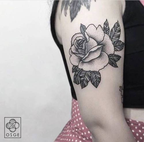 By Ozge Demir · Od Tattooing, done at Tattoom Gallery, Istanbul.... flower;ozgedemir;line art;rose;facebook;nature;twitter;medium size;illustrative;upper arm