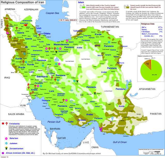 Religions in Iran. - Maps on the Web