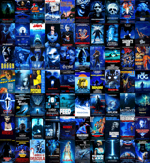 midnightmurdershow:The colors of horror movie posters