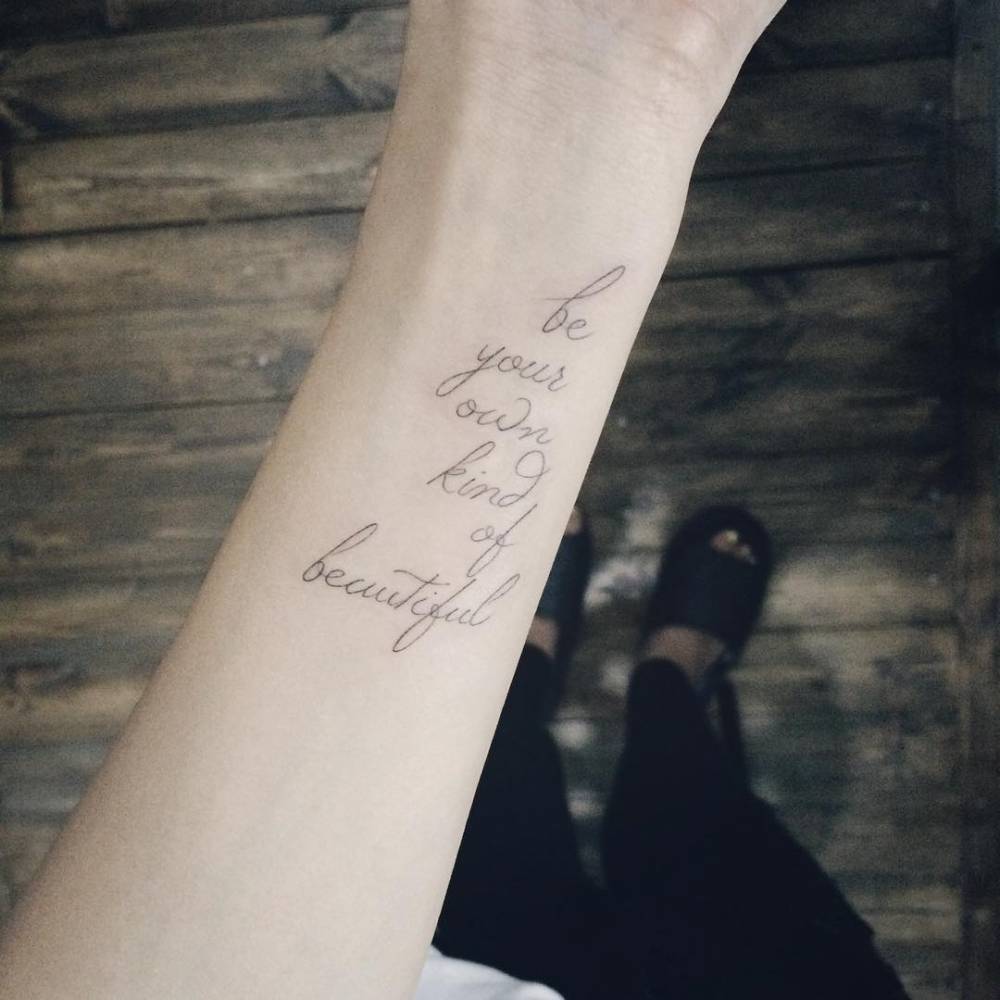 Little Tattoos — Wrist Tattoo Saying “be Your Own Kind Of