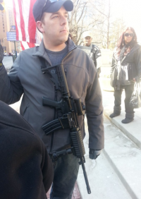 think-progress:
“ Men with loaded rifles intimidate moms gathered at a gun safety rally. Watch what happened.
”