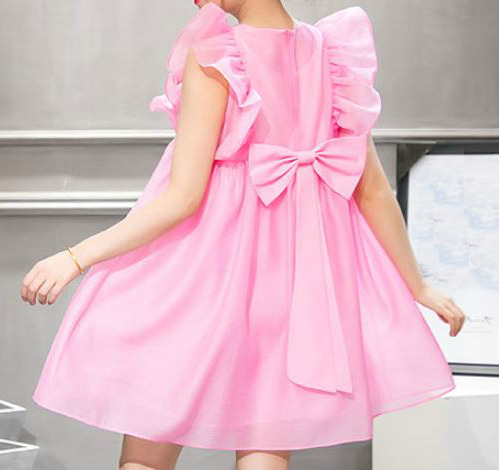 coquettefashion:Pink Ruffle Tie Back Babydoll Dress