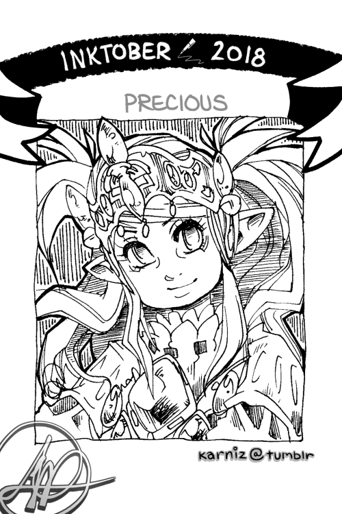 karniz:INKTOBER 2018 • #09 PRECIOUS[4x3 illustration; inking...