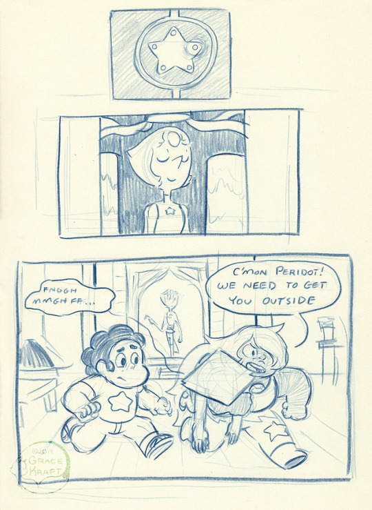 A comic idea I've had for a while about a younger Amethyst trying to help a younger (and very depressed) Pearl after Rose's...