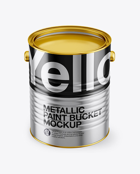 Download deSymbol — Download Opened Metallic Paint Bucket Mockup