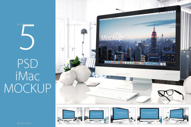 Download DESIGN MOCKUPS - 5 PSD Mock-up iMac Set of 5 realistic ...