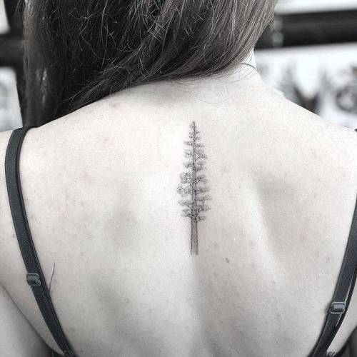 By Joey Hill, done at High Seas Tattoo Parlor, Los Angeles.... tree;small;single needle;tiny;joeyhill;ifttt;little;nature;upper back