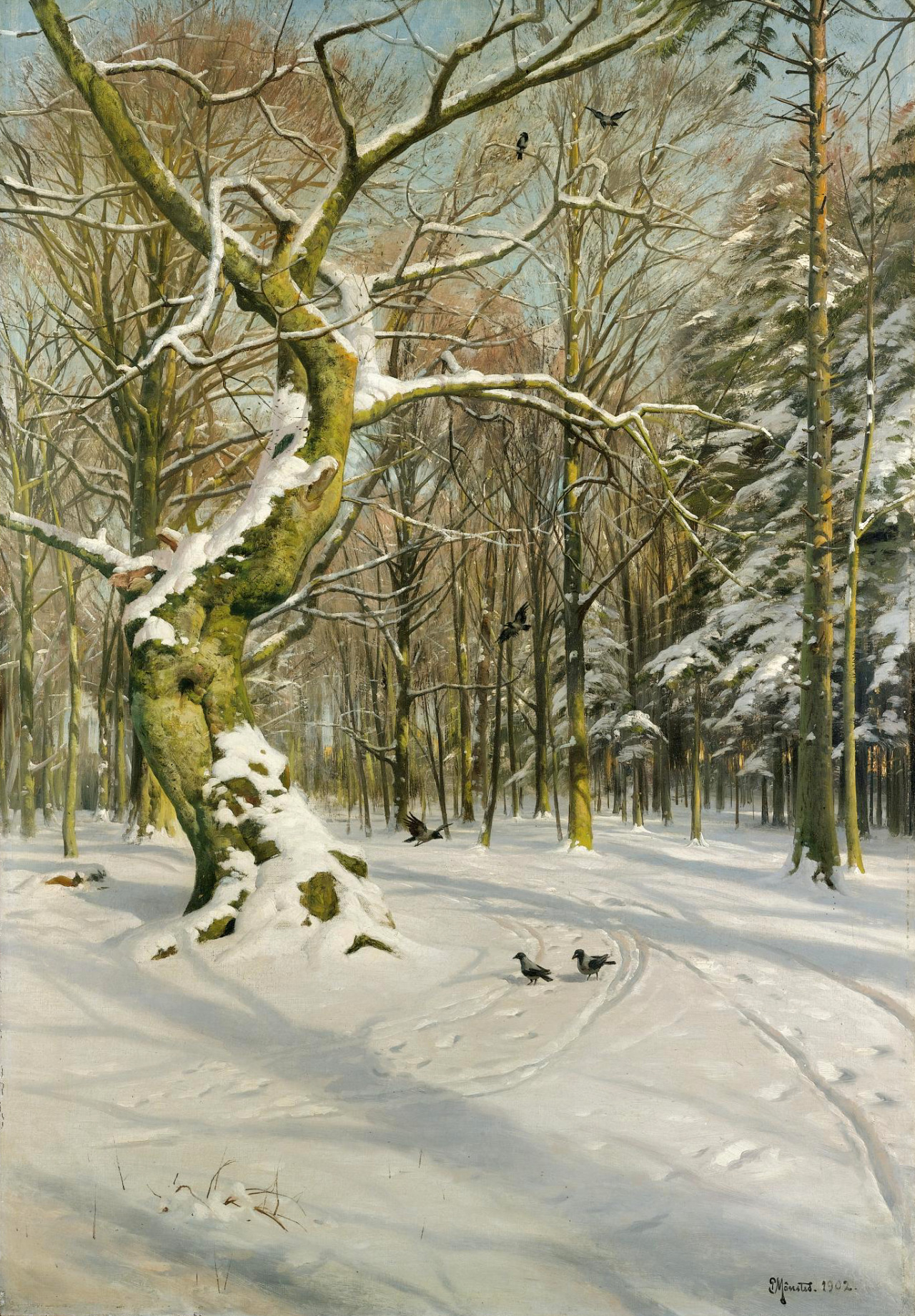 shear-in-spuh-rey-shuhn:
“PEDER MONSTED
Tracks Through The Forest
Oil on Canvas
47″ x 33″
”