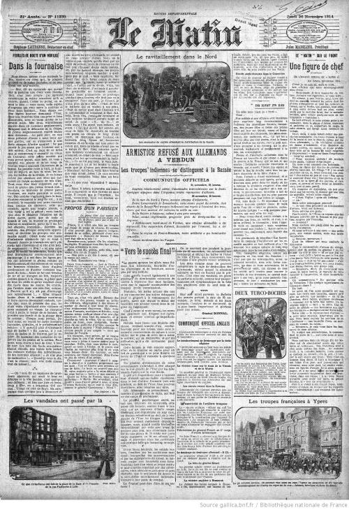 26 November 1914: frontpages