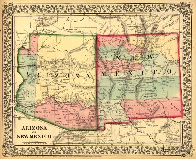 Alternate Histories: A beautiful 1867 map of then-territories Arizona...