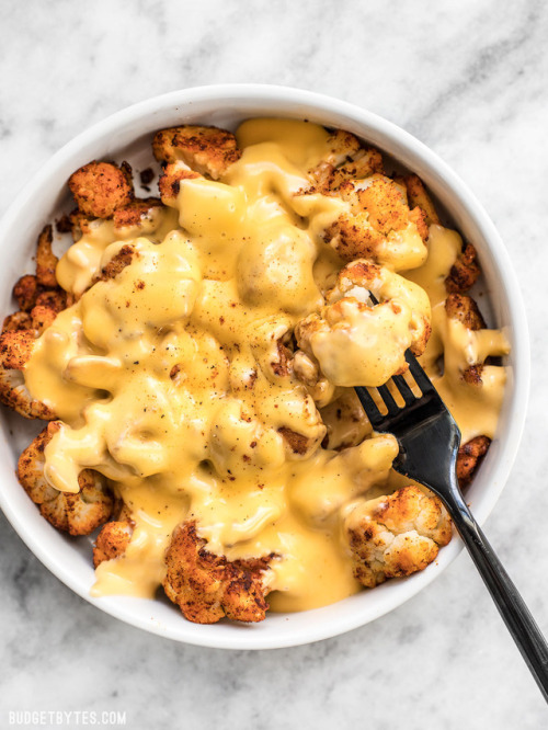 foodffs:SPICY ROASTED CAULIFLOWER WITH CHEESE SAUCEFollow for...