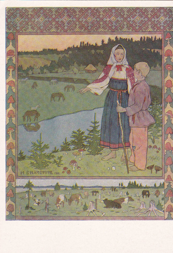 Vintage Soviet postcard (1961), Sister Alyonushka and Brother Ivanushka - Russian folk tale illustration, artist Ivan Bilibin
Listed on Etsy: http://ift.tt/2jnSekM