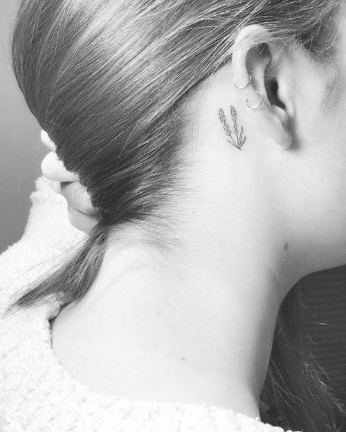 By Christopher Vasquez, done at West 4 Tattoo, Manhattan.... vasquez;flower;small;micro;line art;tiny;lavender;ifttt;little;nature;behind the ear;minimalist;fine line