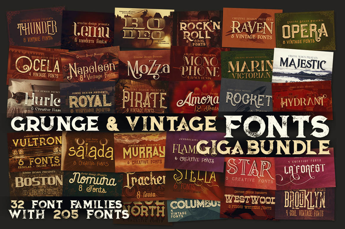 Download Free Ilikedeals For Digital Artists Fonts Mockups Graphic Grunge Vintage Fonts Giga Bundle 9 With Code Fonts Typography