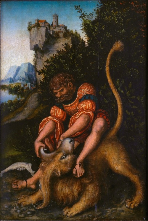 Lucas Cranach the Elder - Samson’s fight with the Lion,...