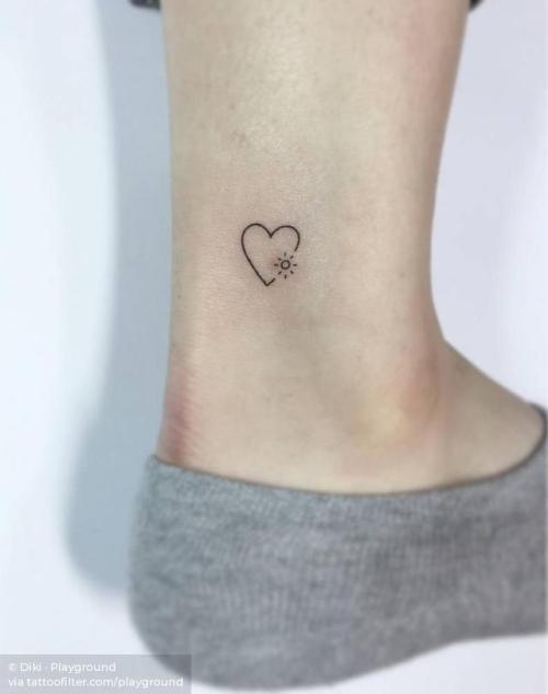 By Diki · Playground, done at Playground Tattoo, Seoul.... small;astronomy;micro;heart;line art;playground;tiny;love;ankle;ifttt;little;minimalist;sun;fine line