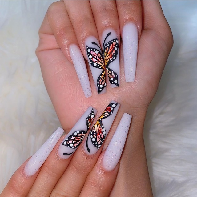 Cute Short Nails With Butterflies - You will get 30 sheets butterfly ...