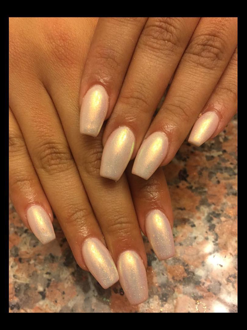 perfect nails, t nails, almond nails, t&t nails, white coffin nails Nude Fairy Dust Coffin Nails 