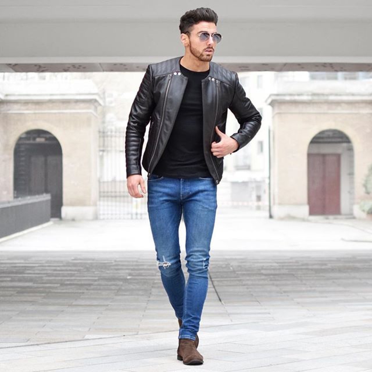 Black Leather Biker Jacket: Photo