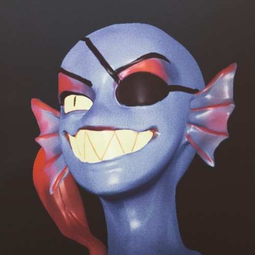 akapost:doodles of Undyne (and some work I made with Sculptris)