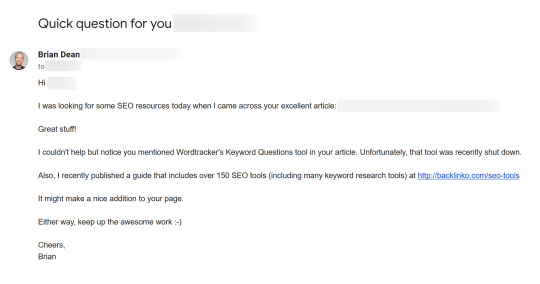 Outreach email to blogger Outreach email to blogger
