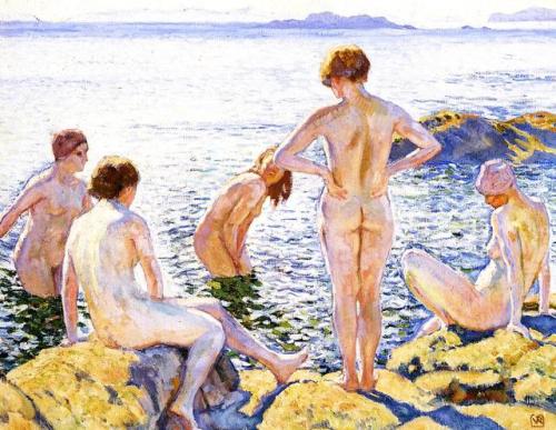 artist-rysselberghe:BathersMedium: oil,canvas