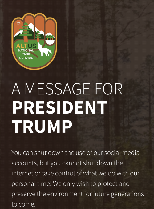 national park National Park Service alt national park service politics Donald Trump climate change resistance Resist four years of fight