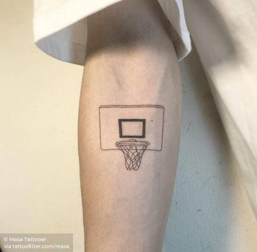 By Masa Tattooer, done in Seoul. http://ttoo.co/p/34501 basketball;blackwork;facebook;fine line;illustrative;inner forearm;line art;masa;medium size;sport;twitter