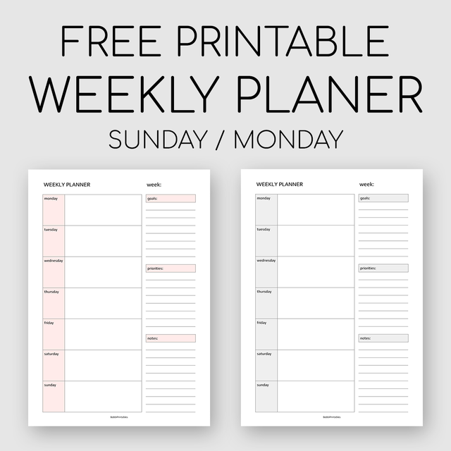 bobbiprintables free simple weekly planner printable